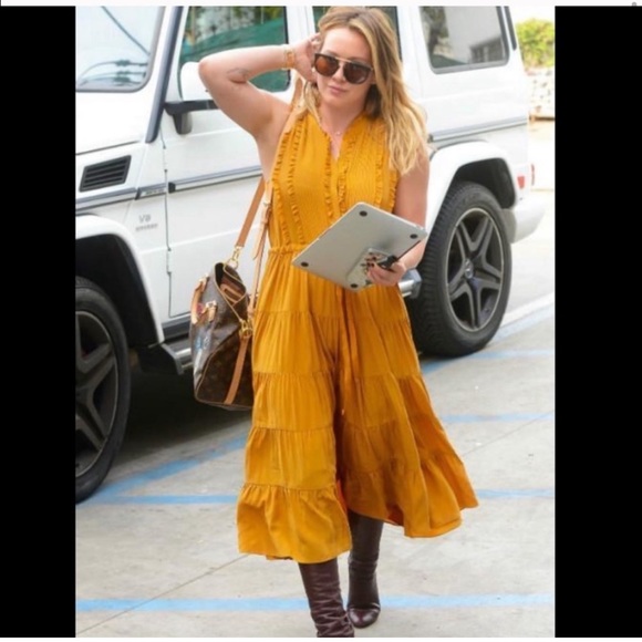 Ulla Johnson Minetta midi dress mustard size 6 - Picture 5 of 7